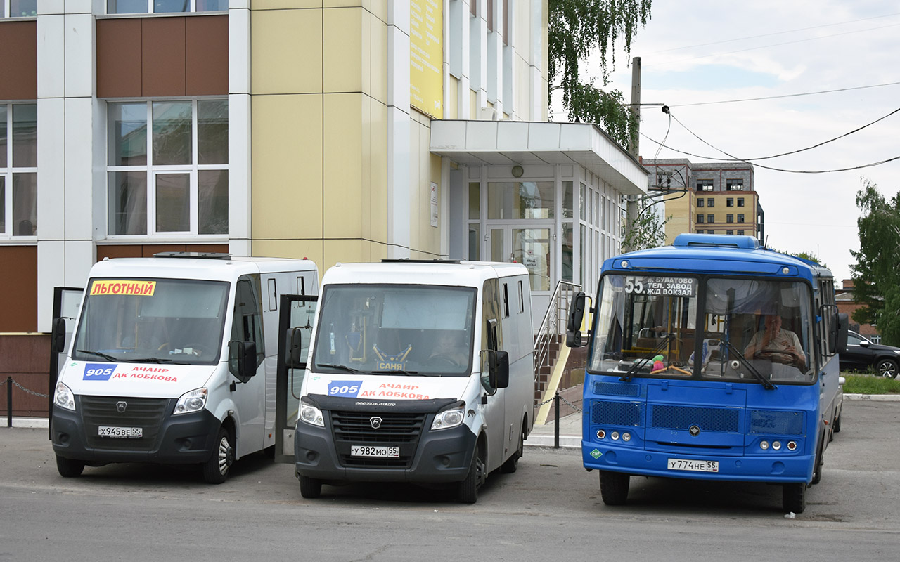 Омская область, ГАЗ-A64R45 Next № У 982 МО 55; Омская область, ПАЗ-32054 № 2830